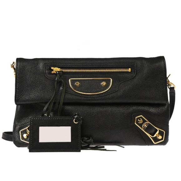Balenciaga Black Leather Envelope Shoulder Bag 390167-1000-E-525040 186417 - Picture 1 of 10
